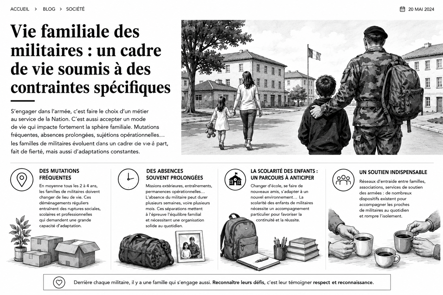 Vie familiale des militaires : un cadre de vie soumis à des contraintes spécifiques